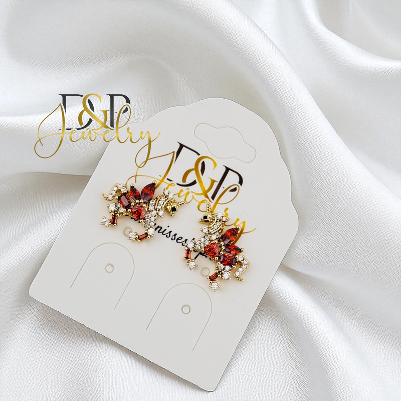 14K GOLD/UNICORN 3 VARIANTS STUD EARRING E1013