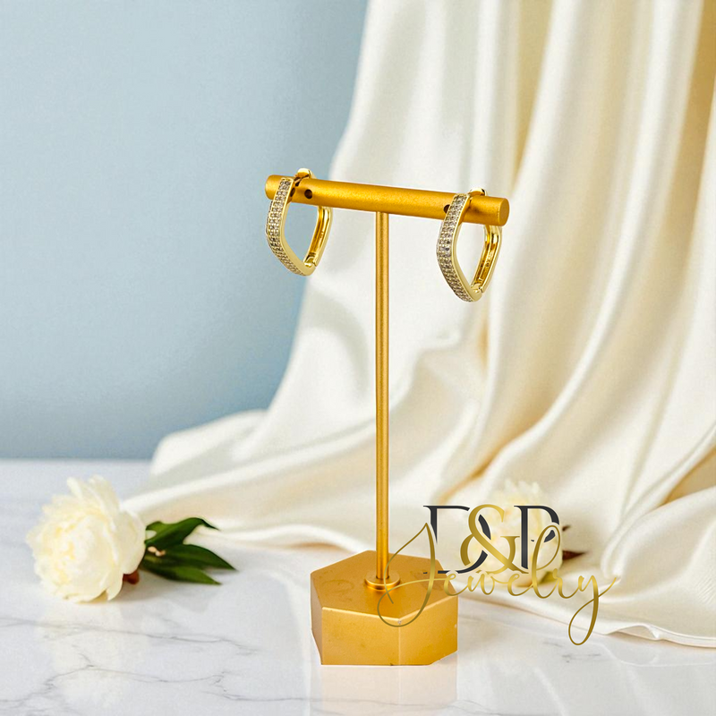 14K GOLD SQUARE MEDIUM HOOP EARRING HP734