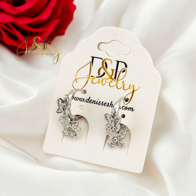 SILVER CHARM BUTTERFLY DESIGN HOOP EARRING HP679