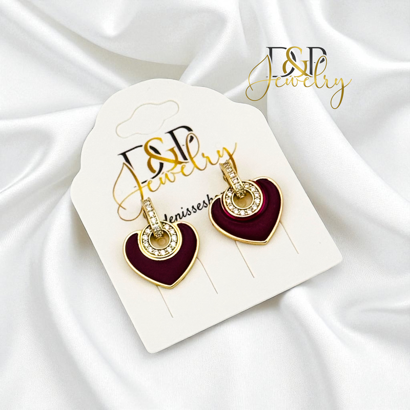 14K RED HEART EARRING E987