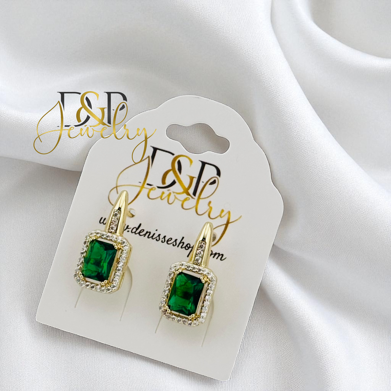 14K GOLD/STONE  3 VARIANTS  HUGGIE EARRING E1018