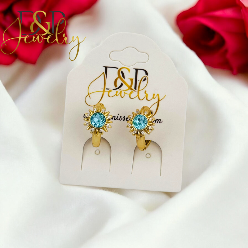 14K BLUE SUN HOOP EARRING HP638
