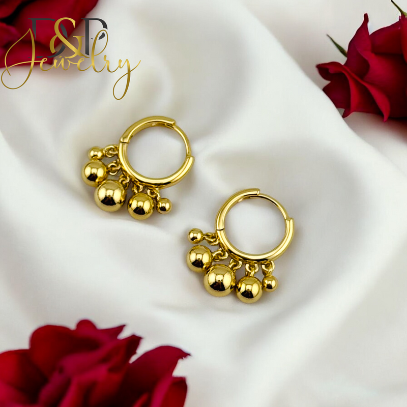 14K BALL HOOP EARRING HP641