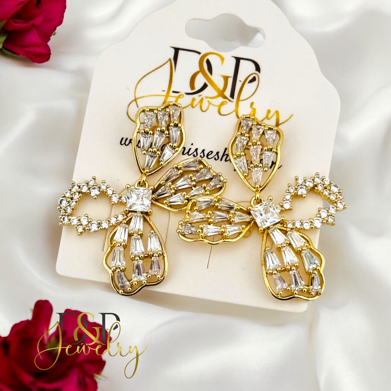 14K FANCY FLOWER STUD EARRING E852