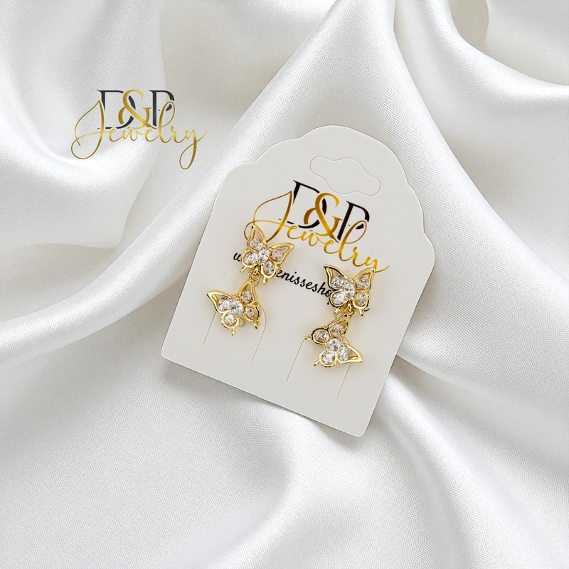 14K GOLD/BUTTERFLY 2 VARIANTS STUD EARRING E1016