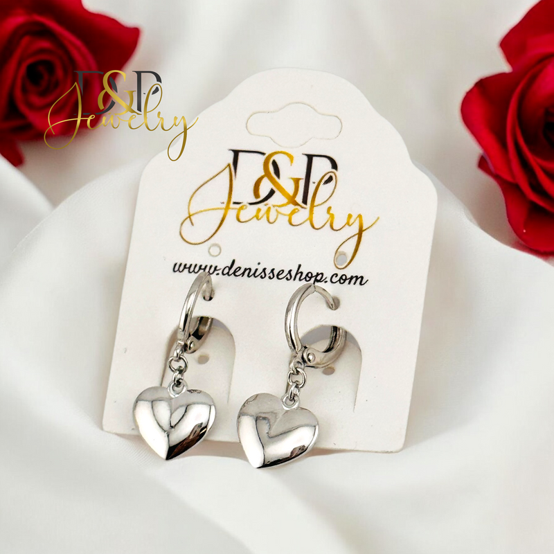 SILVER HEART CHARM DESIGN HOOP EARRING HP680
