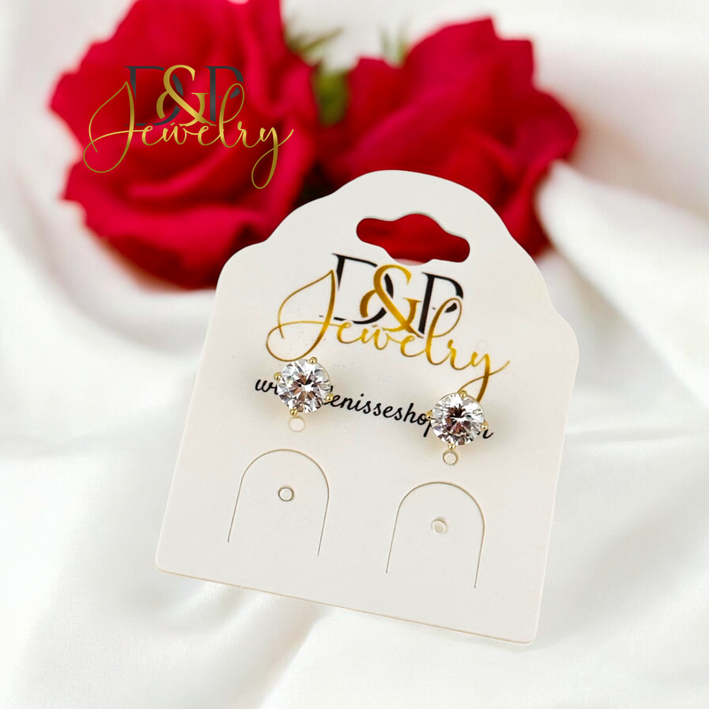 14K ZIRCON WHITE STONE EARRING E895
