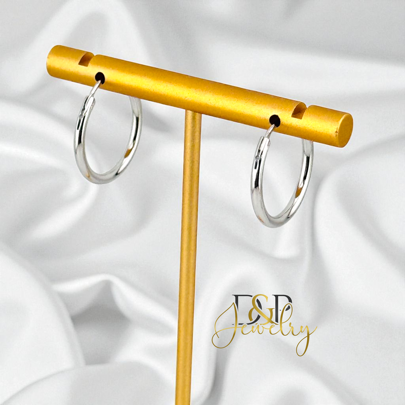 SILVER MED+ SIZE PLAIN HOOP EARRING HP839