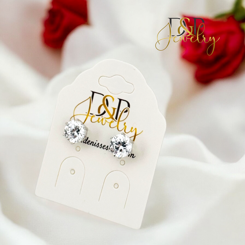 SILVER WHITE STONE EARRING E872
