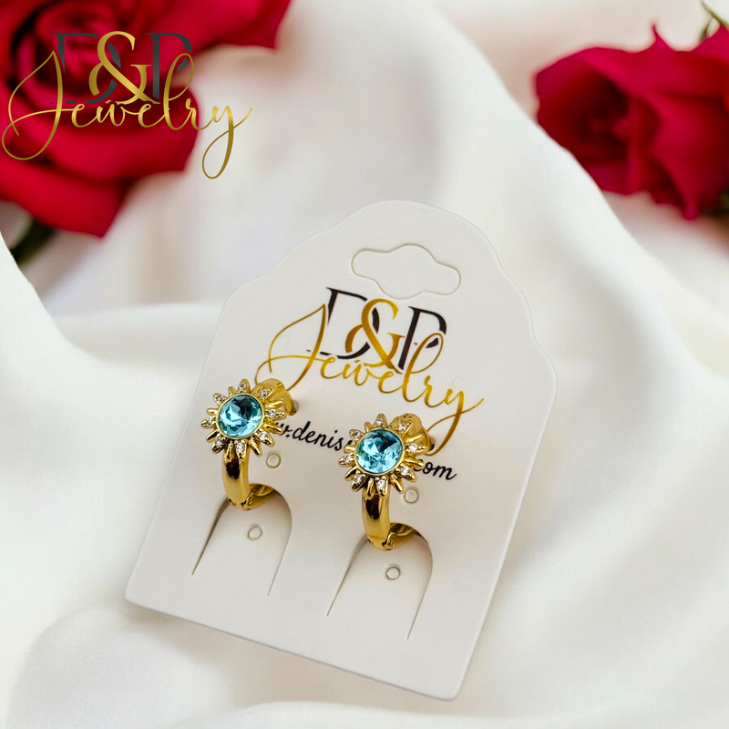14K BLUE SUN HOOP EARRING HP638