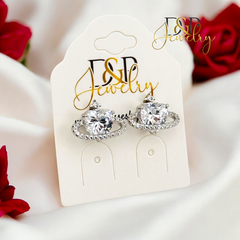 SILVER HEART EARRING E864