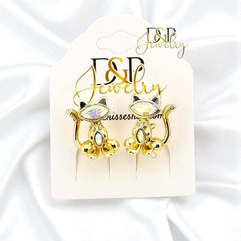 14K CAT HUGGIE EARRING E1043