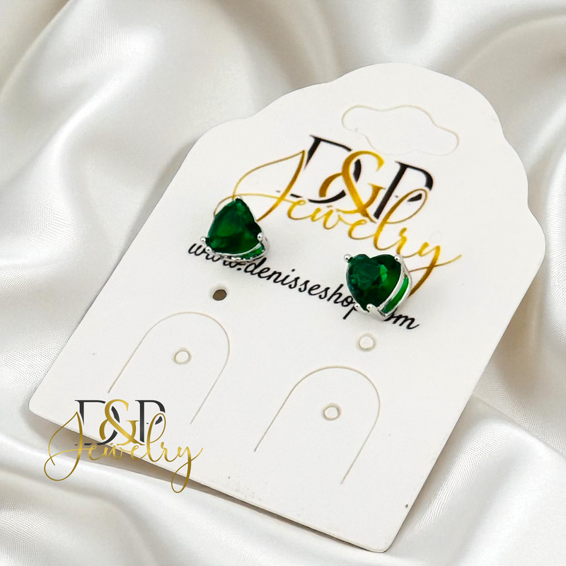 14K SILVER HEART SHAPE 6/COLOR STONE VARIANT EARRINGS E943