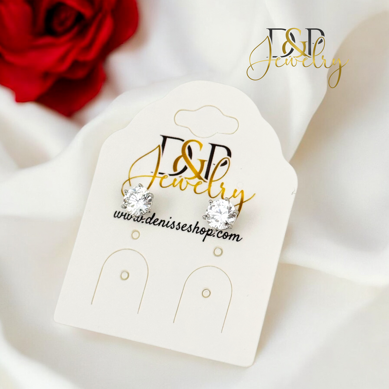 SILVER WHITE STONE EARRING E871