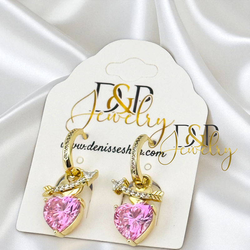 14K HEART HOOP EARRING HP789