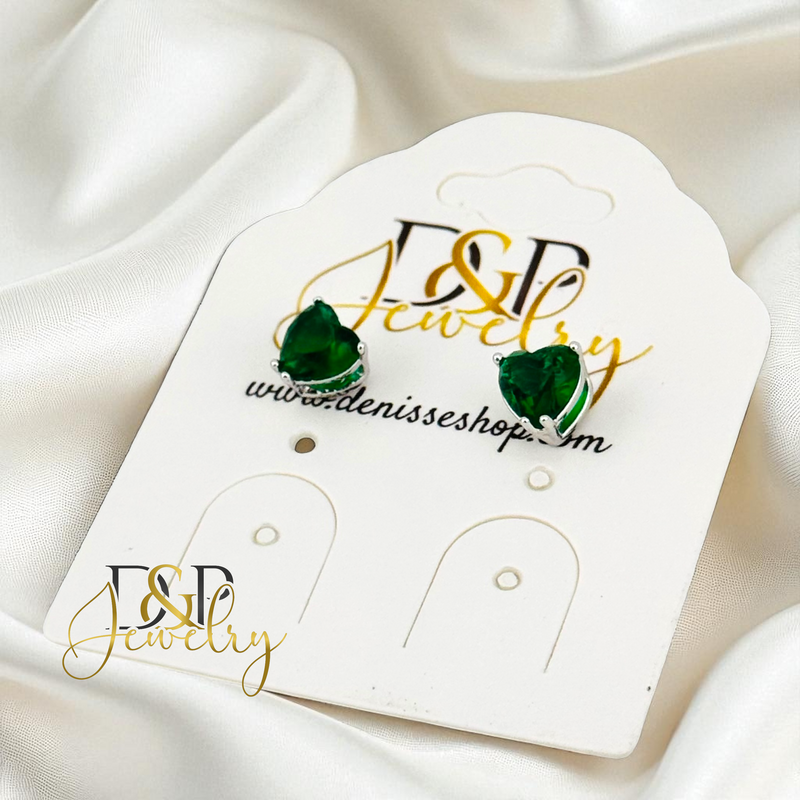 14K SILVER HEART SHAPE 6/COLOR STONE VARIANT EARRINGS E943
