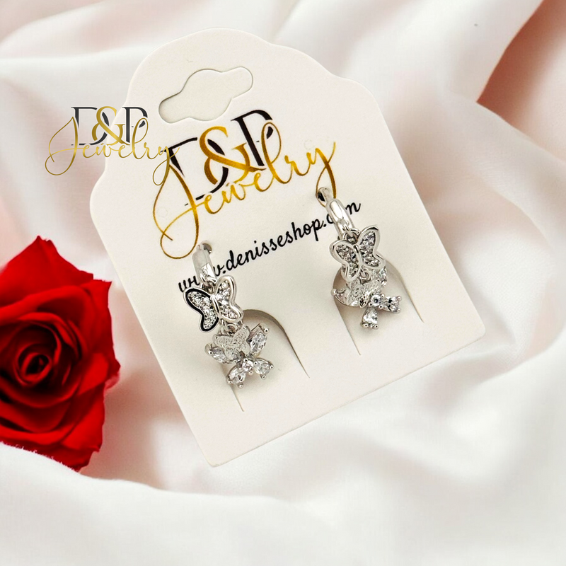 SILVER CHARM BUTTERFLY DESIGN HOOP EARRING HP679