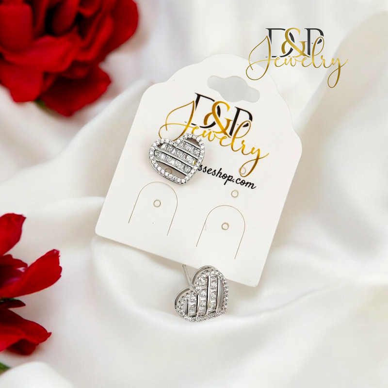 SILVER HEART EARRING E861