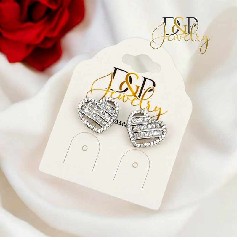 SILVER HEART EARRING E861