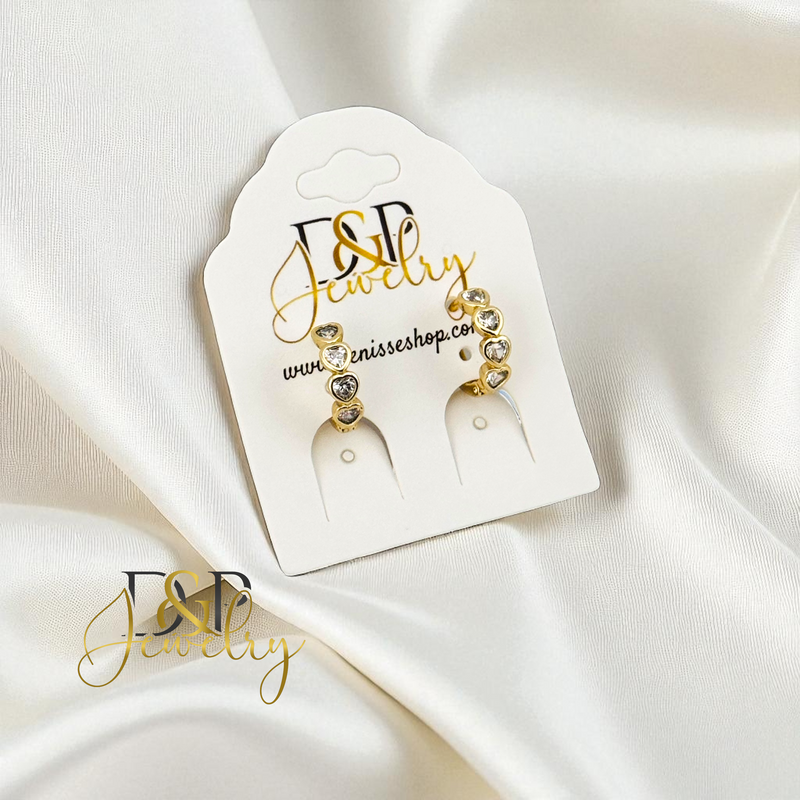 14K SMALL WHITE STONE HOOP EARRING HP860