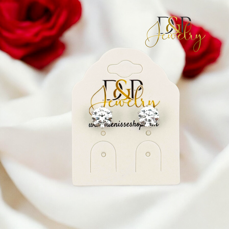 SILVER WHITE STONE EARRING E872