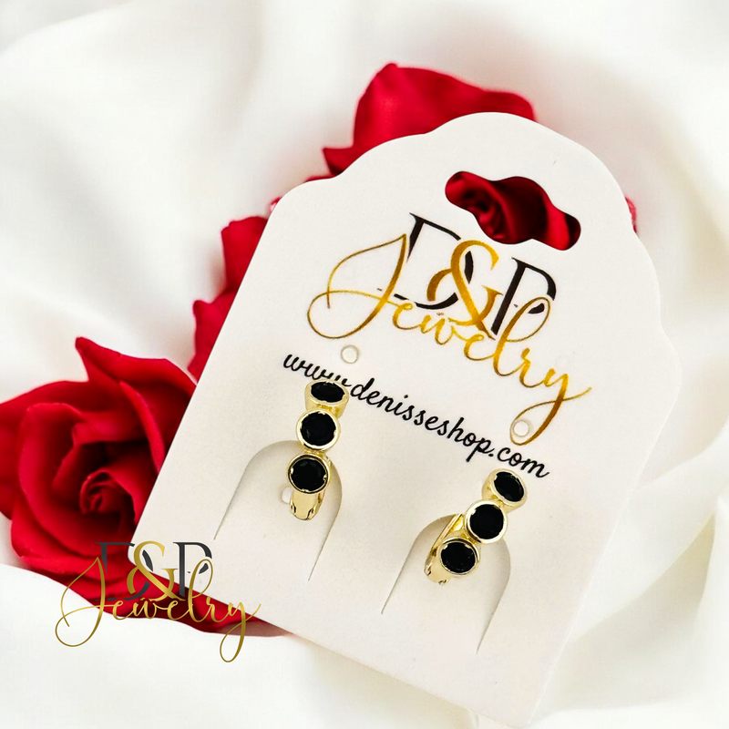 14K SMALL BLACK HOOP HP688