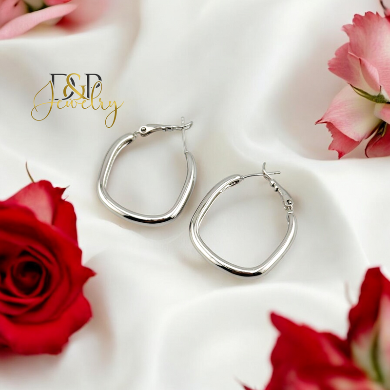 SILVER SQUARE HOOP EARRING HP668