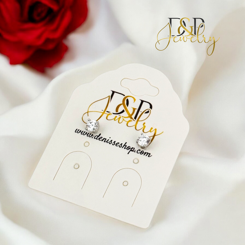 SILVER WHITE STONE EARRING E873