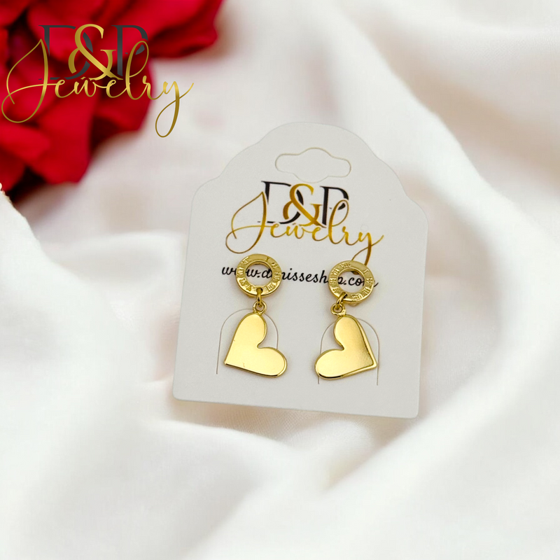 14K HEART STUD EARRING E833