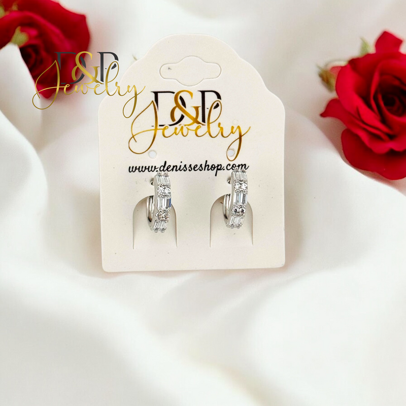 SILVER FANCY SHINY DESIGN HOOP EARRING HP673