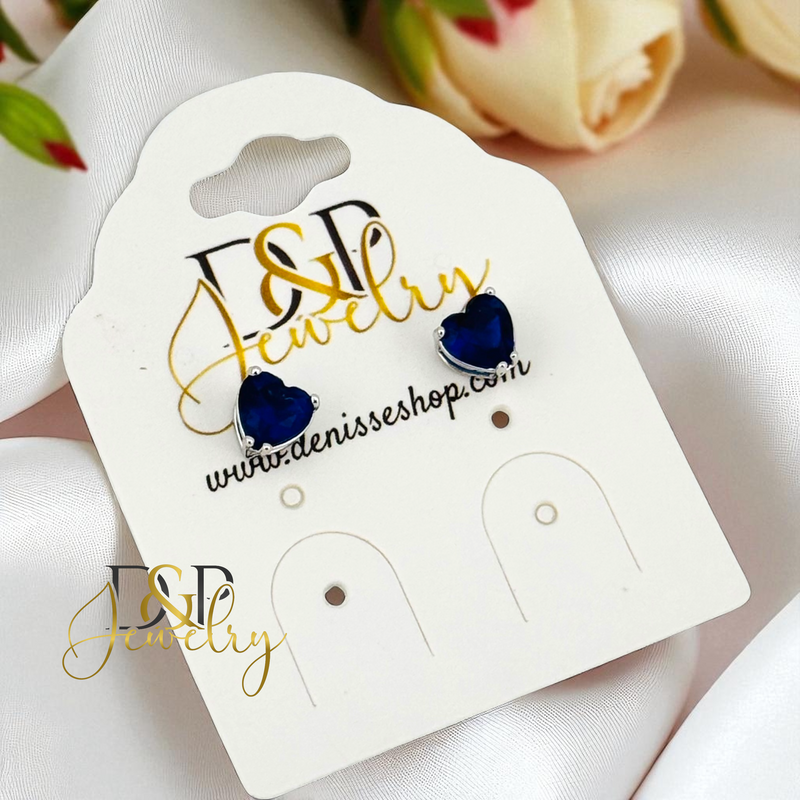 14K SILVER HEART SHAPE 6/COLOR STONE VARIANT EARRINGS E943