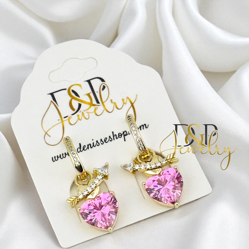 14K HEART HOOP EARRING HP789