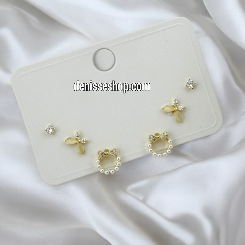 14K PEARL/BUTTERFLY THREE SET EARRING E766
