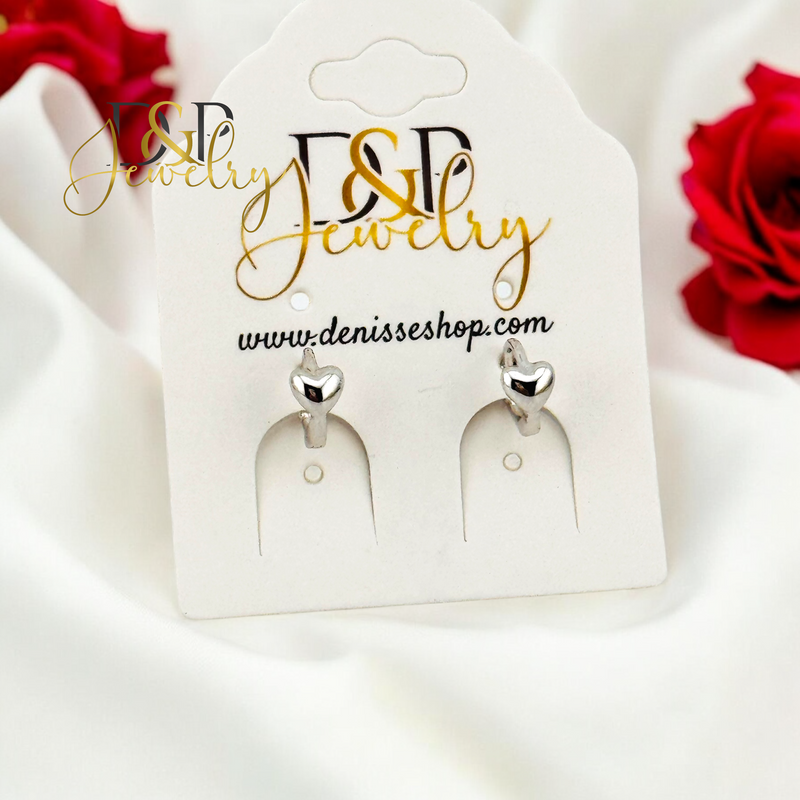 SILVER TINY HEART DESIGN HOOP EARRING HP682