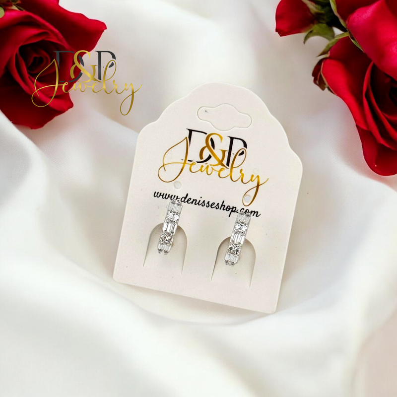SILVER FANCY SHINY DESIGN HOOP EARRING HP673