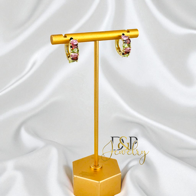 14K GOLD/MULTICOLOR  HOOP EARRING HP797