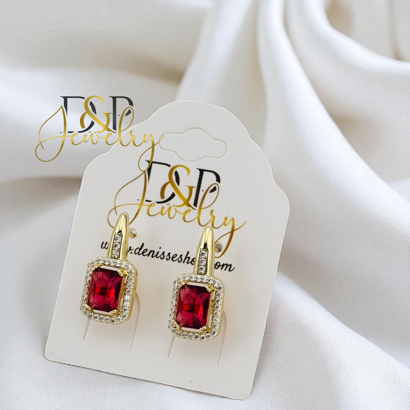 14K GOLD/STONE  3 VARIANTS  HUGGIE EARRING E1018
