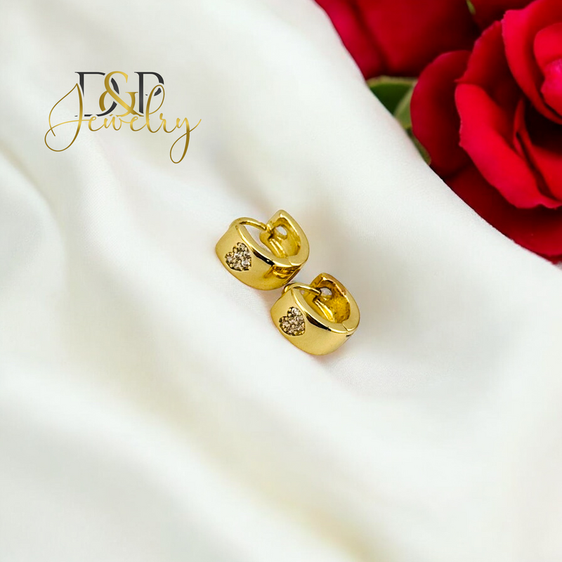 14K HEART SMALL HOOP EARRING HP687