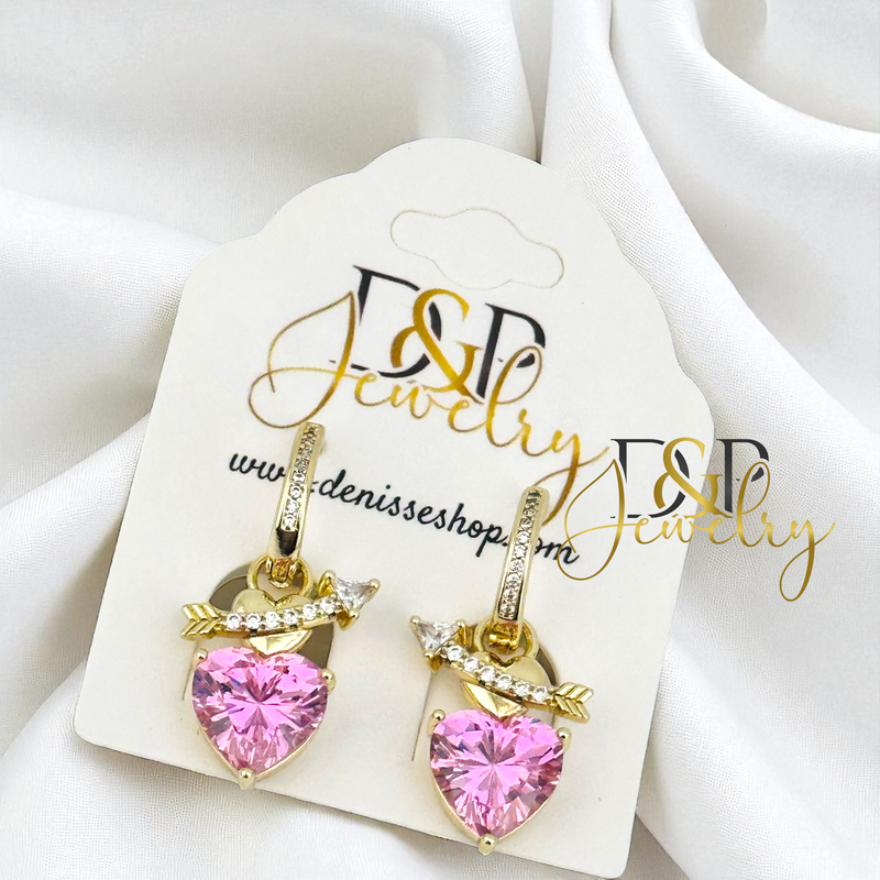 14K HEART HOOP EARRING HP789