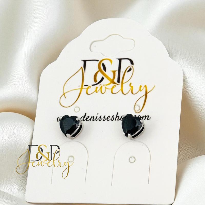 14K SILVER HEART SHAPE 6/COLOR STONE VARIANT EARRINGS E943