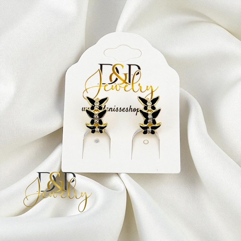14K SMALL BLACK BUTERFLY 3 VARIANTS HOOP EARRING HP845