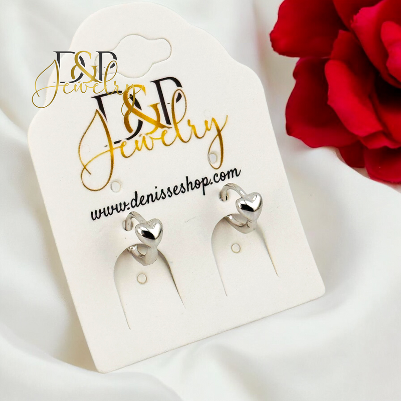 SILVER TINY HEART DESIGN HOOP EARRING HP682