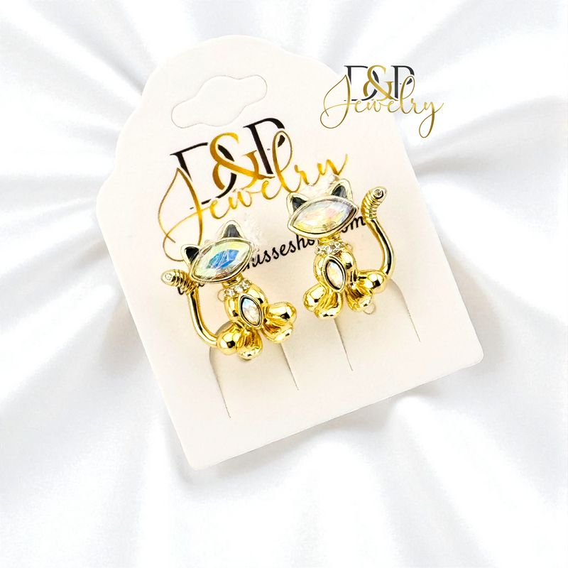 14K CAT HUGGIE EARRING E1043