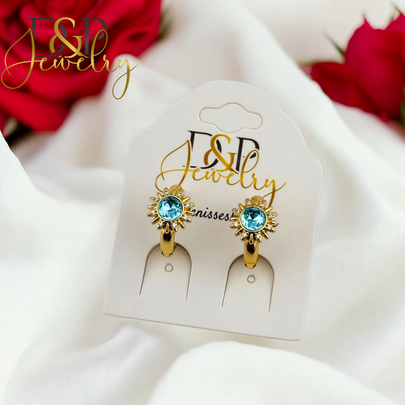 14K BLUE SUN HOOP EARRING HP638