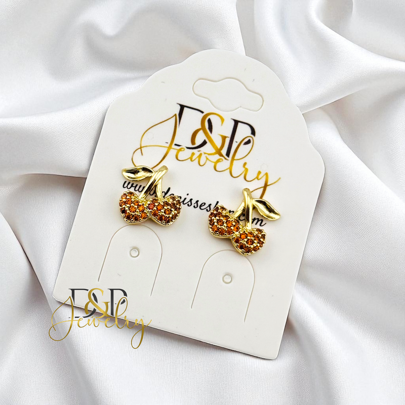 14K GOLD/CUTE CHERRY STUD EARRING E1004