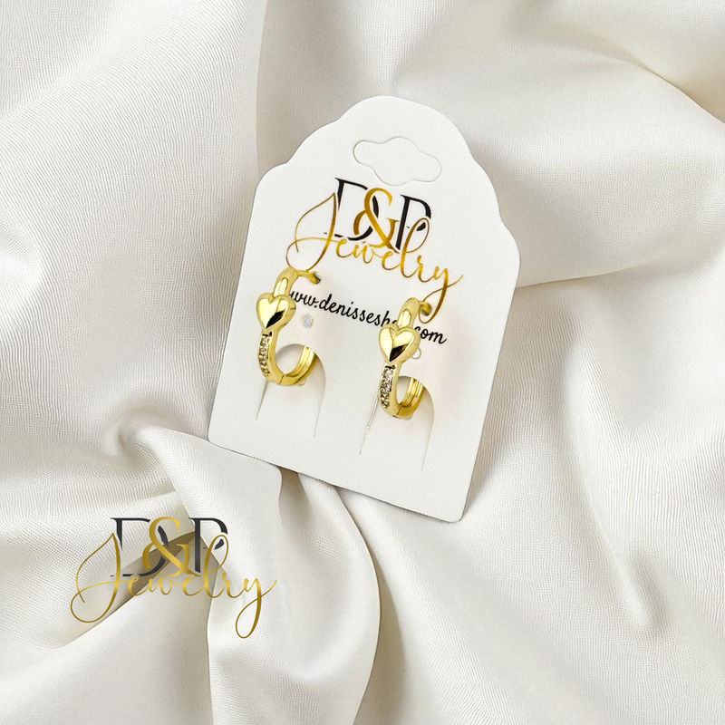 14K SMALL CUTE SQUARE HEART HUGGIE EARRING HP851