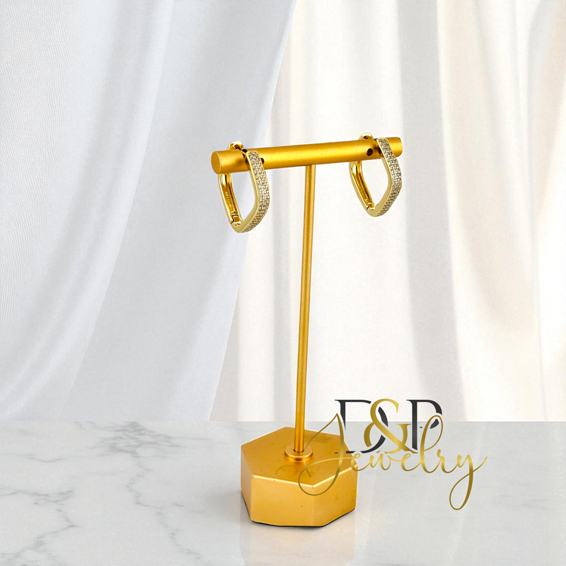 14K GOLD SQUARE MEDIUM HOOP EARRING HP734