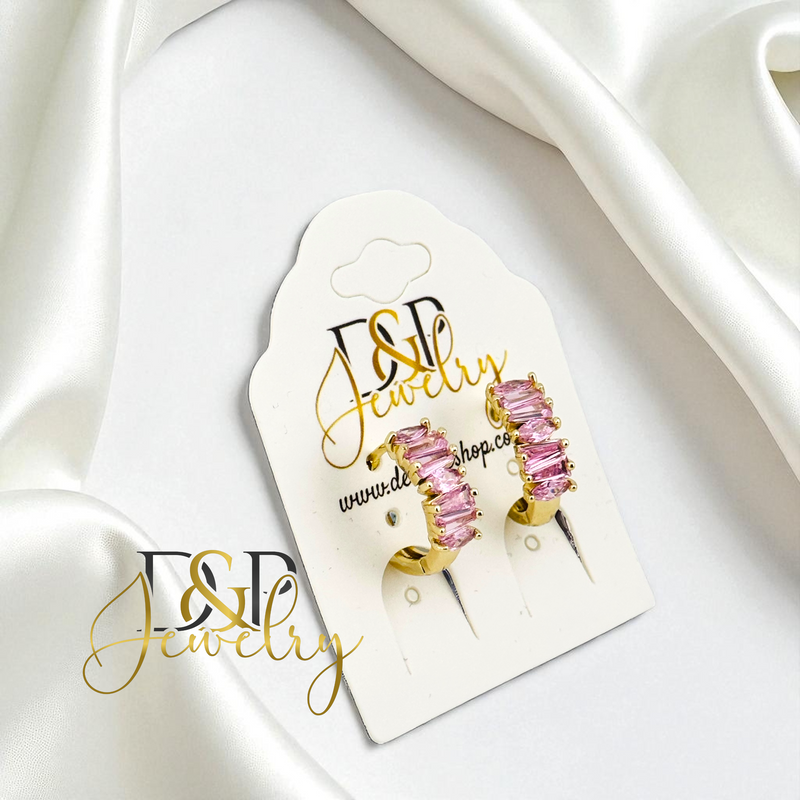 14K SMALL PINK HOOP HP723