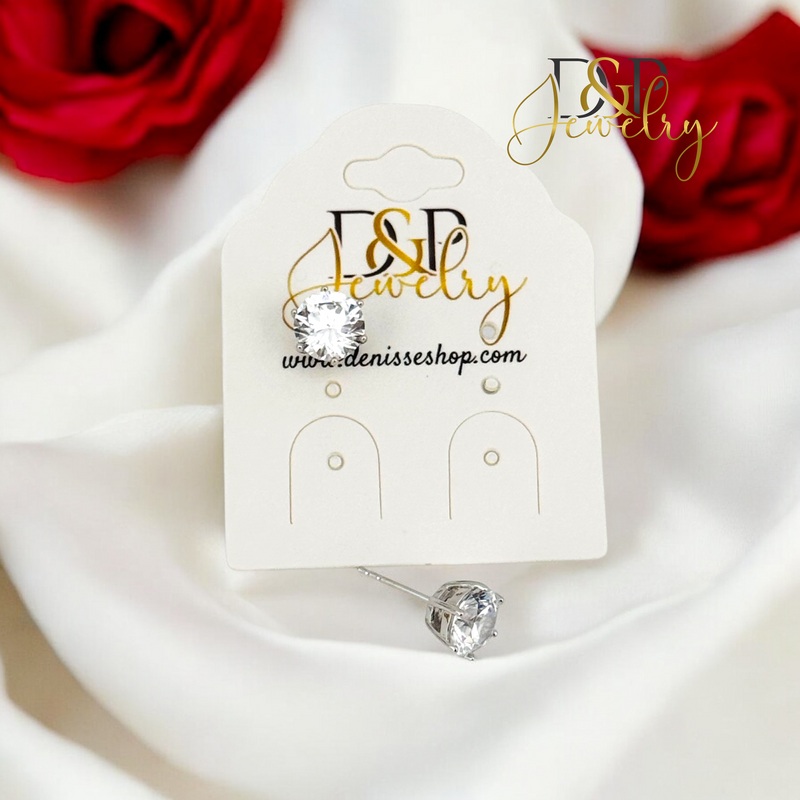 SILVER WHITE STONE EARRING E872