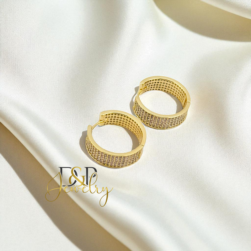 14K FANCY BLING HUGGIE EARRING HP852